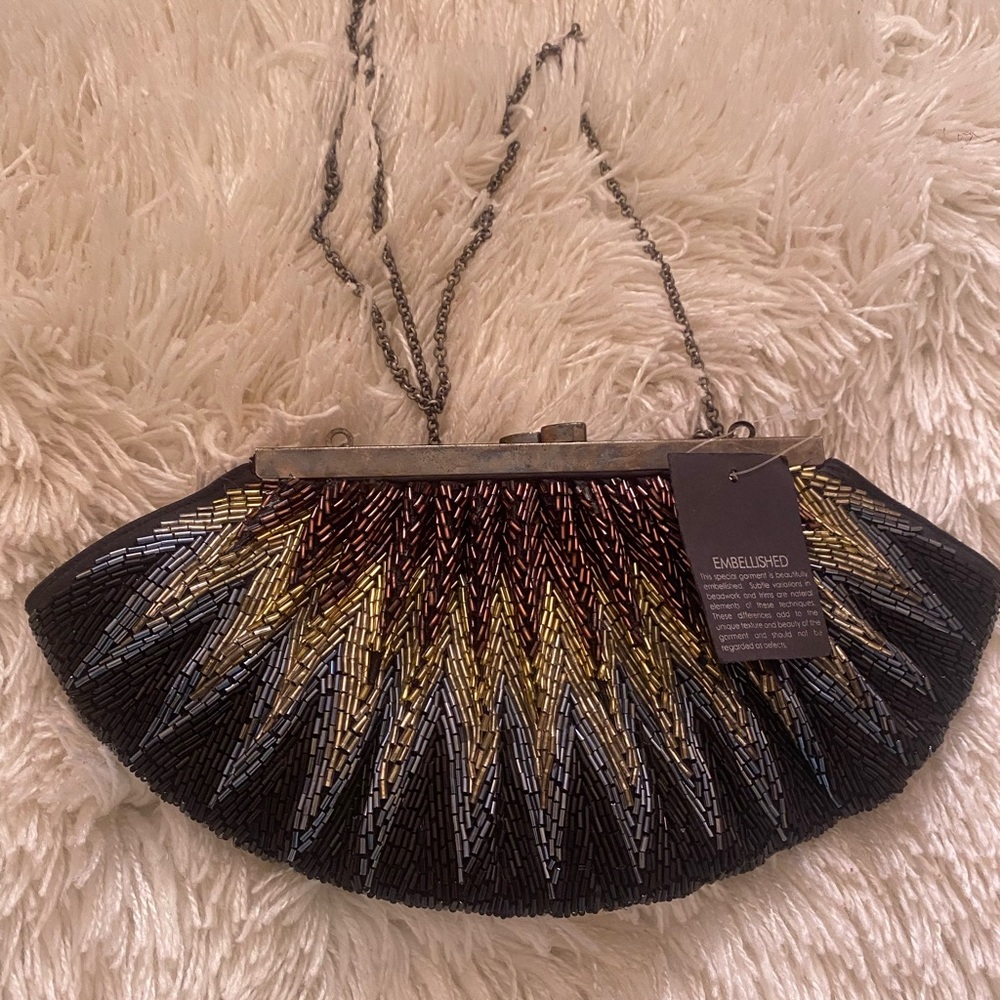 Embellished Black and Gold Clutch Bag